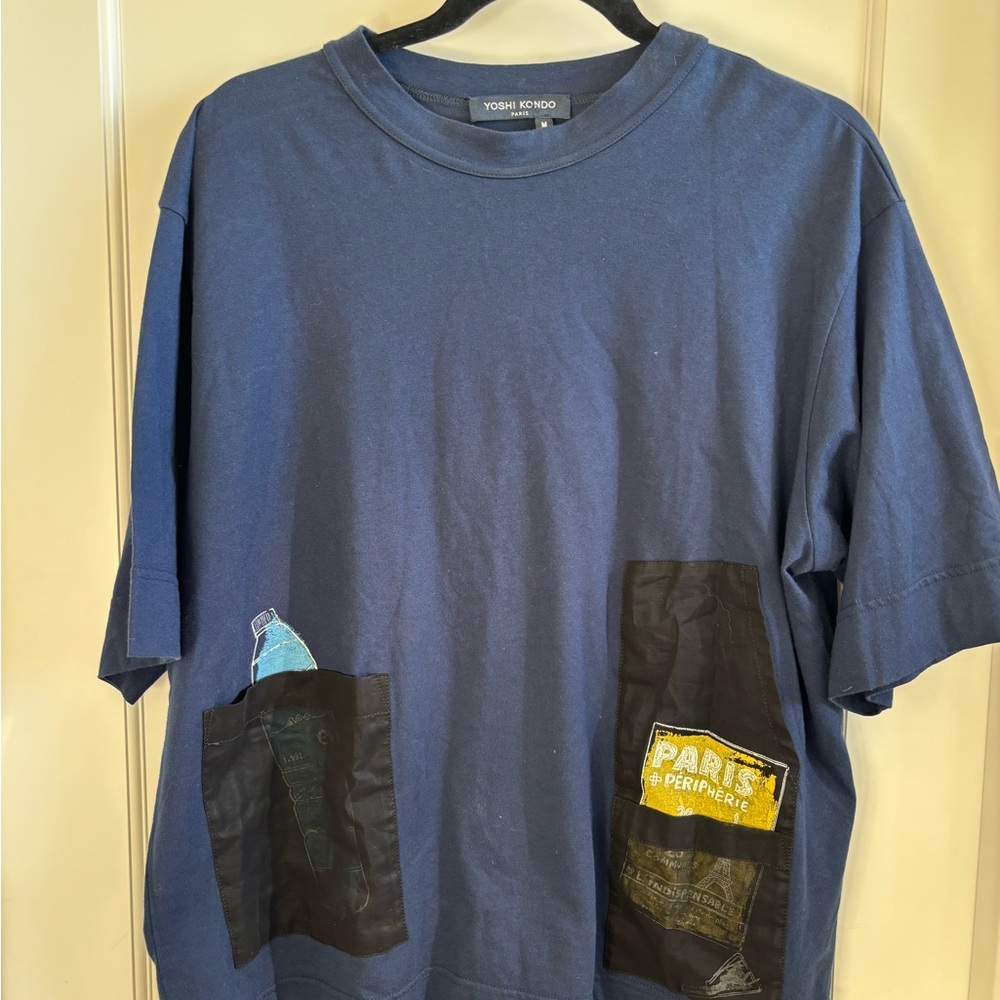 Yoshi Kondo Navy Graphic Pocket Tee Paris theme Size M Aissa Design